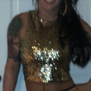 Gold Sequin Crop Top